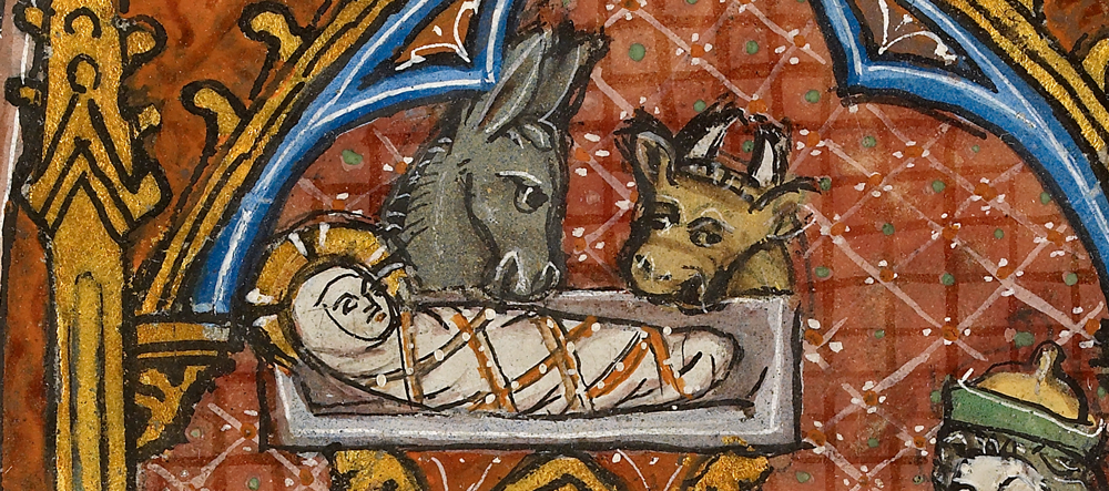 Detail of an illustration of the Nativity from a sheet of Illuminated Musicilluminated