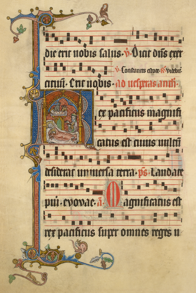 An illuminated page of music