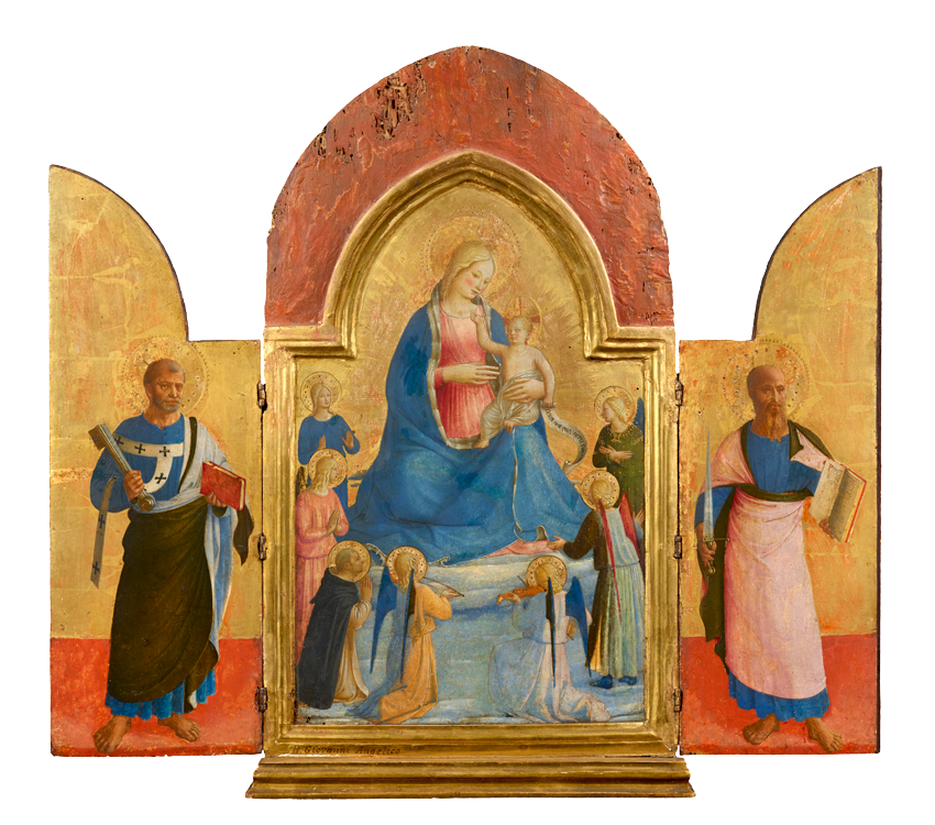 The Virgin and Child with Angels and a Dominican Saint, 1450–1455, Triptych painting, Fra Angelico