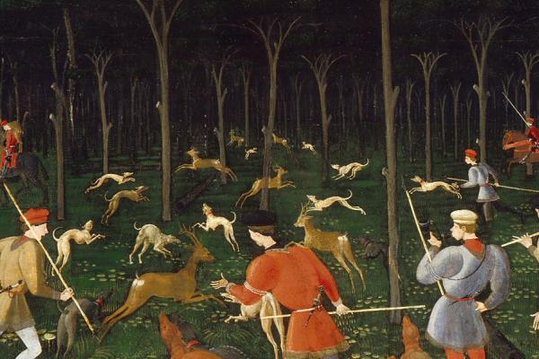 The Hunt in the Forest by Uccello detail