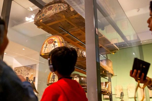 Family on the Ashmolean Adventure in the Egypt galleries 