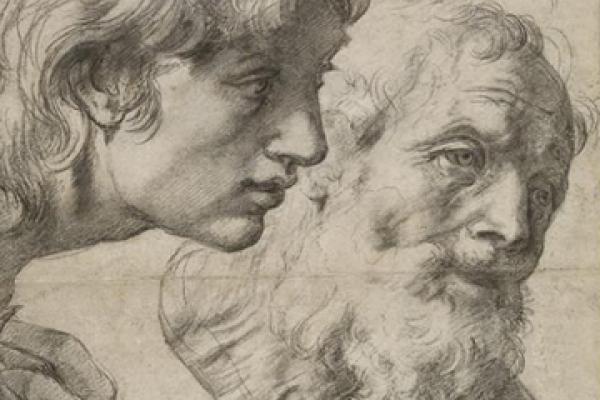 Studies of two apostles by Raphael